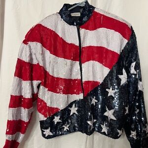 Patriotic, Vintage, Sequined Bomber Jacket